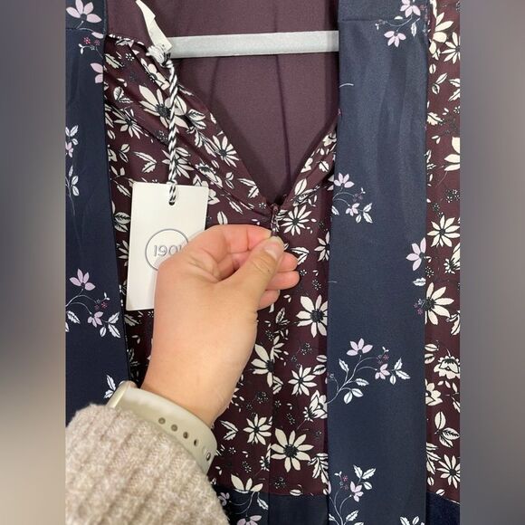 NWT 1901 ColorBlock Floral Mock Neck Mini Dress - Picture 8 of 8